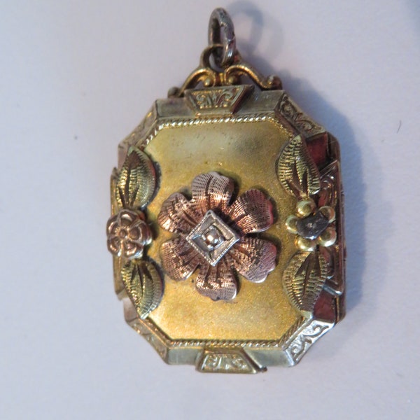 Victorian Gold and Rose Gold Floral Cannetille Designed Locket