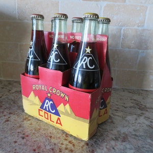 Royal Crown RC Cola Six Pack Pyramid Glass Bottles Sealed Full