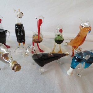 BOLS Hand Blown Glass Animal Miniature Liquor Bottles RARE!