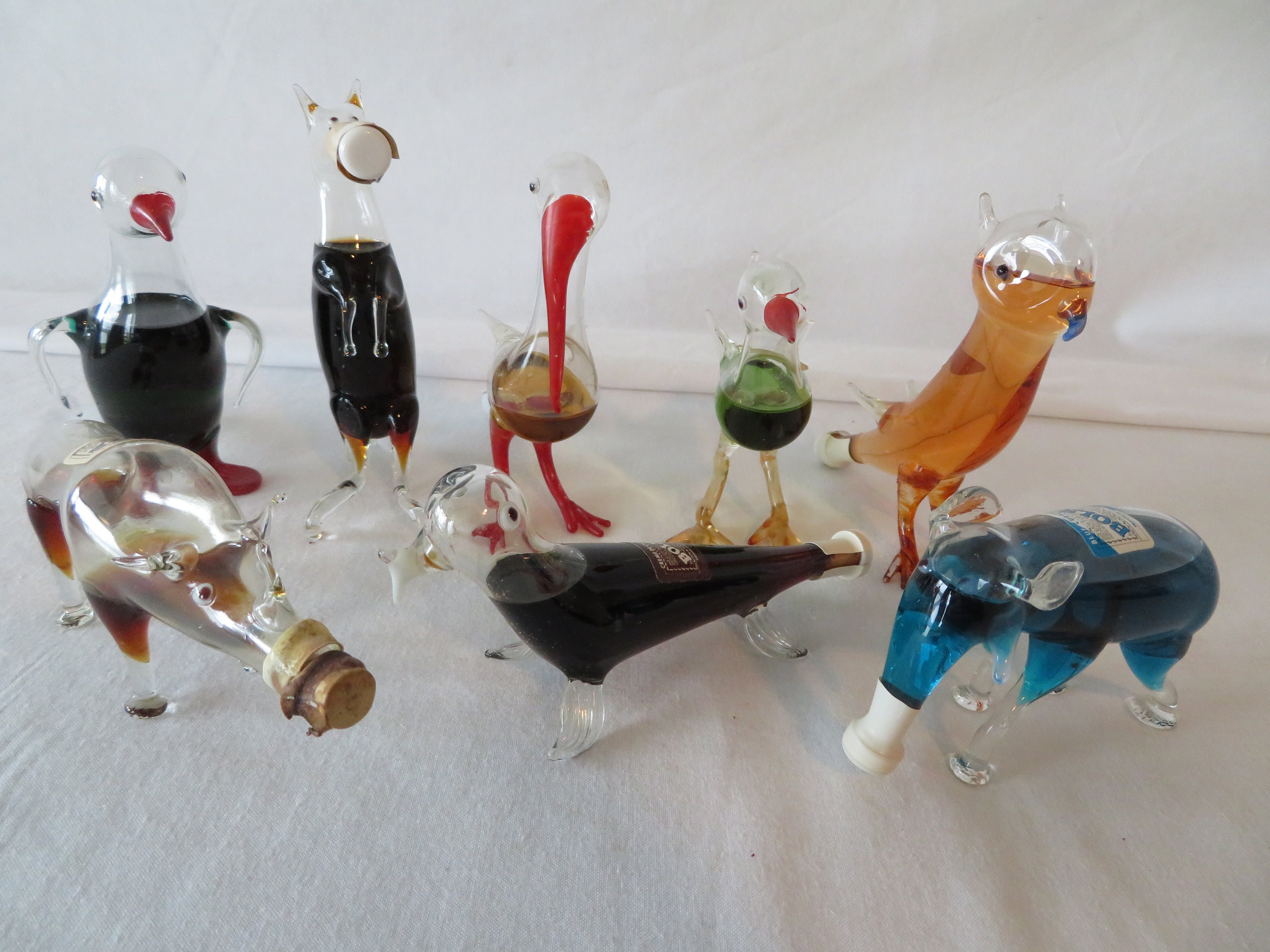 BOLS Hand Blown Glass Animal Miniature Liquor Bottles RARE - Etsy