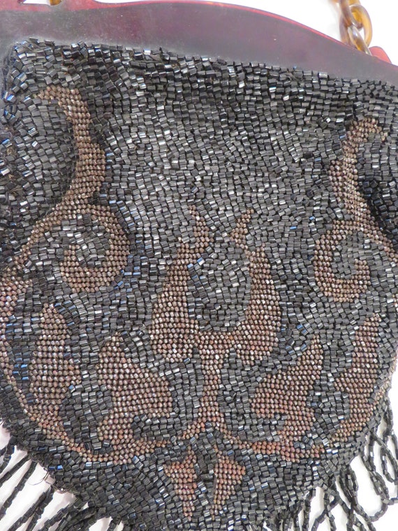 Beaded Handbag Black and Brown 1940's - image 4