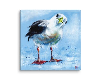 Eigenzinnige zeemeeuwportret schilderij canvasafdruk door Ilona Winter