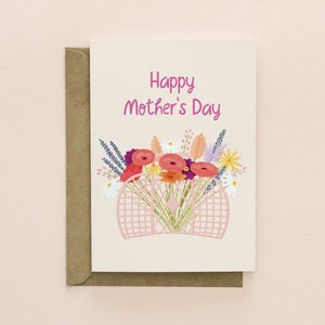 Floral Mothers Day card, Happy Mothers Day card, Cute Mothers Day card from daughter Plastic free card, blank card image 1
