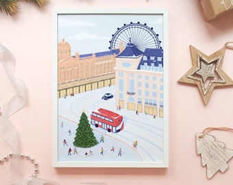 London Christmas print, Holiday mantel decor, Fireplace Christmas decor, Holiday decor, Travel Christmas poster