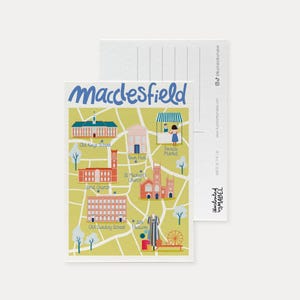 Carte postale de Macclesfield, carte postale d'illustration de voyage, révélation de voyage surprise, cadeau de voyage, carte postale illustrée, souvenir de voyage