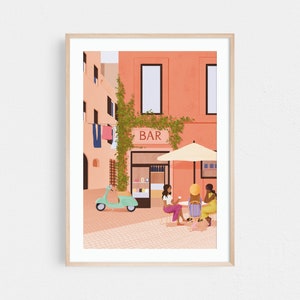 Rome poster, Rome painting, Rome travel print, Trastevere print, Travel destination poster, Italy wall art retro, Italy travel poster