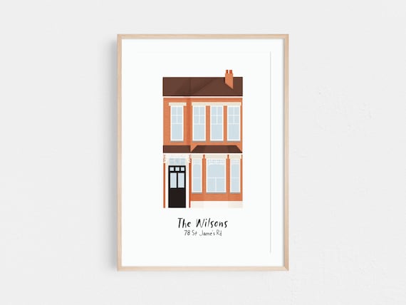 Custom house portrait, Realtor closing gift, First date gift, Our first house portrait, Custom house print, First date location
