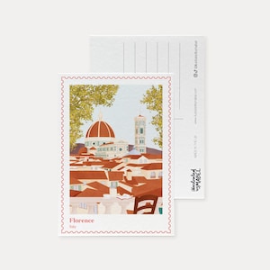 Florenz Postkarte, Reisepostkarte, italienisches Reiseandenken, illustrierte Postkarte Italien, Überraschungsreise offenbaren, Reisegeschenk, Geburtstagsgeschenk