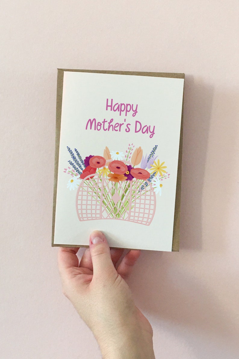 Floral Mothers Day card, Happy Mothers Day card, Cute Mothers Day card from daughter | Plastic free card, blank card