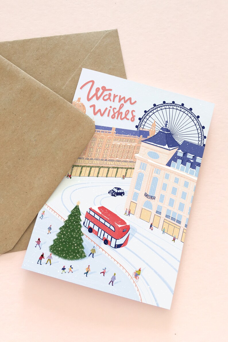 Travel Christmas card pack, Pack of 3 assorted cards, Holiday card set for traveler, Travel Christmas card set, plastic free card image 9