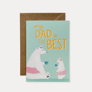 Linda tarjeta de oso polar para papá, tarjeta de cumpleaños para el mejor papá, divertida tarjeta del Día del Padre de la esposa, de la hija o del hijo / Tarjeta sin plástico