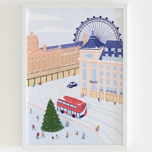 London Christmas print, Holiday mantel decor, Fireplace Christmas decor, Holiday decor, Travel Christmas poster