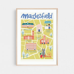 Macclesfield Landkarte, England Stadtplan Illustration, Illustration Städte Druck, Stadtplan Druck mit umweltfreundlicher Verpackung