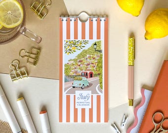 Forever calendar, Perpetual birthday calendar, Italy calendar, Travel wall calendar reusable, Illustrated calendar, Small wall calendar