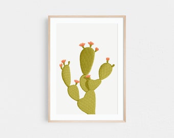 Cactus art print, Prickly pear print, Succulent print, Tropical plant poster, Mediterranean wall art, Tropical wall art, Beach house decor