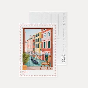 Venedig Reise Postkarte, Reiseandenken, Italien illustrierte Postkarte, italienische Postkarte, Überraschungsreise offenbaren, Reisegeschenk, Mini Druck