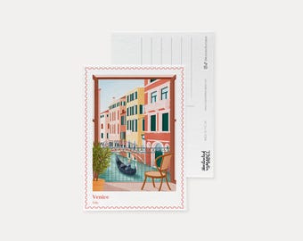 Venice travel postcard, Travel keepsake, Italy illustrated postcard, Italian postcard, Surprise trip reveal, Travel gift, Mini print