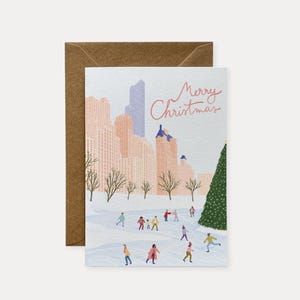 Carte de Noël de New York, carte de vœux pour voyageur, carte de fête de voyage, carte respectueuse de l'environnement, carte sans plastique