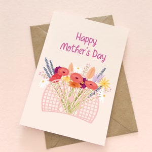 Floral Mothers Day card, Happy Mothers Day card, Cute Mothers Day card from daughter | Plastic free card, blank card