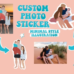 Custom digital illustrated portrait sticker | photo sticker | minimal style illustration | hydroflask sticker | waterproof custom sticker