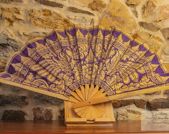 Early 2000s fabric and bamboo handfan