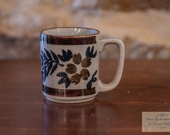 Vintage French Hand Painted Stoneware mug