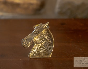 Small Vintage French Brass Trinket Tray Ash Tray in the shape of a Horse Head perfect equestrian gift