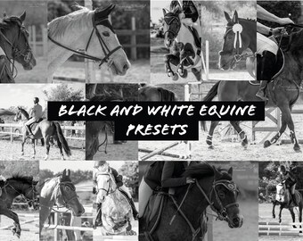 12 Black and White Equestrian Lightroom Presets, Equine, Equestrian, Horse Photography, Jumping, Hunter, Eventing, English Riding,