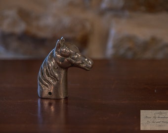 Vintage French Solid Brass Horse Head Walking Stick Cane Topper