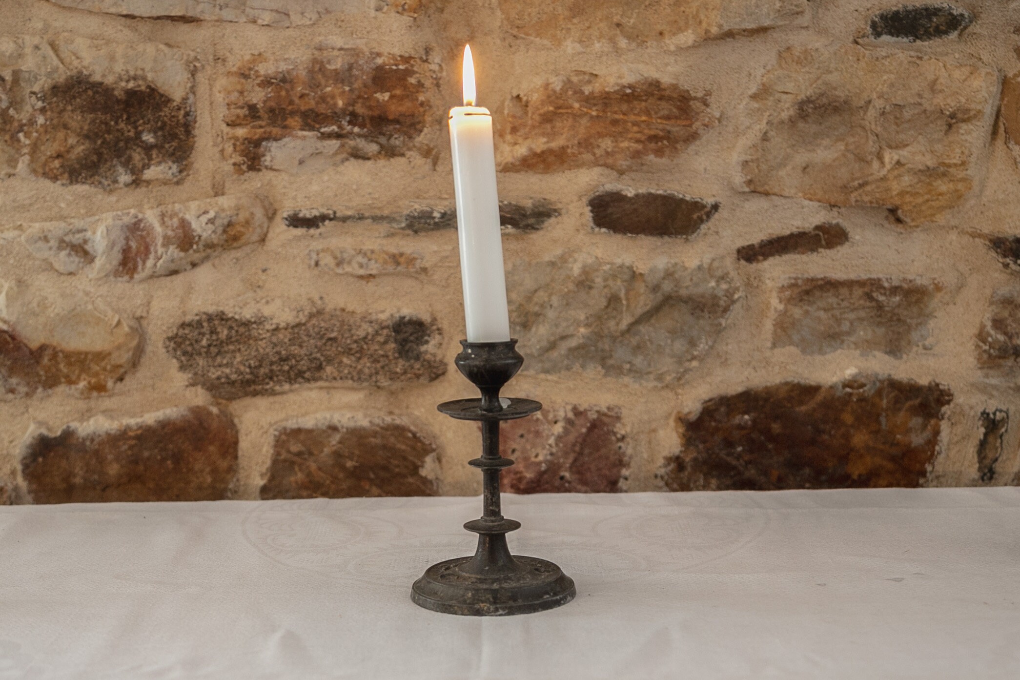 Bougie Art Nouveau Français Étain Des Années 1910