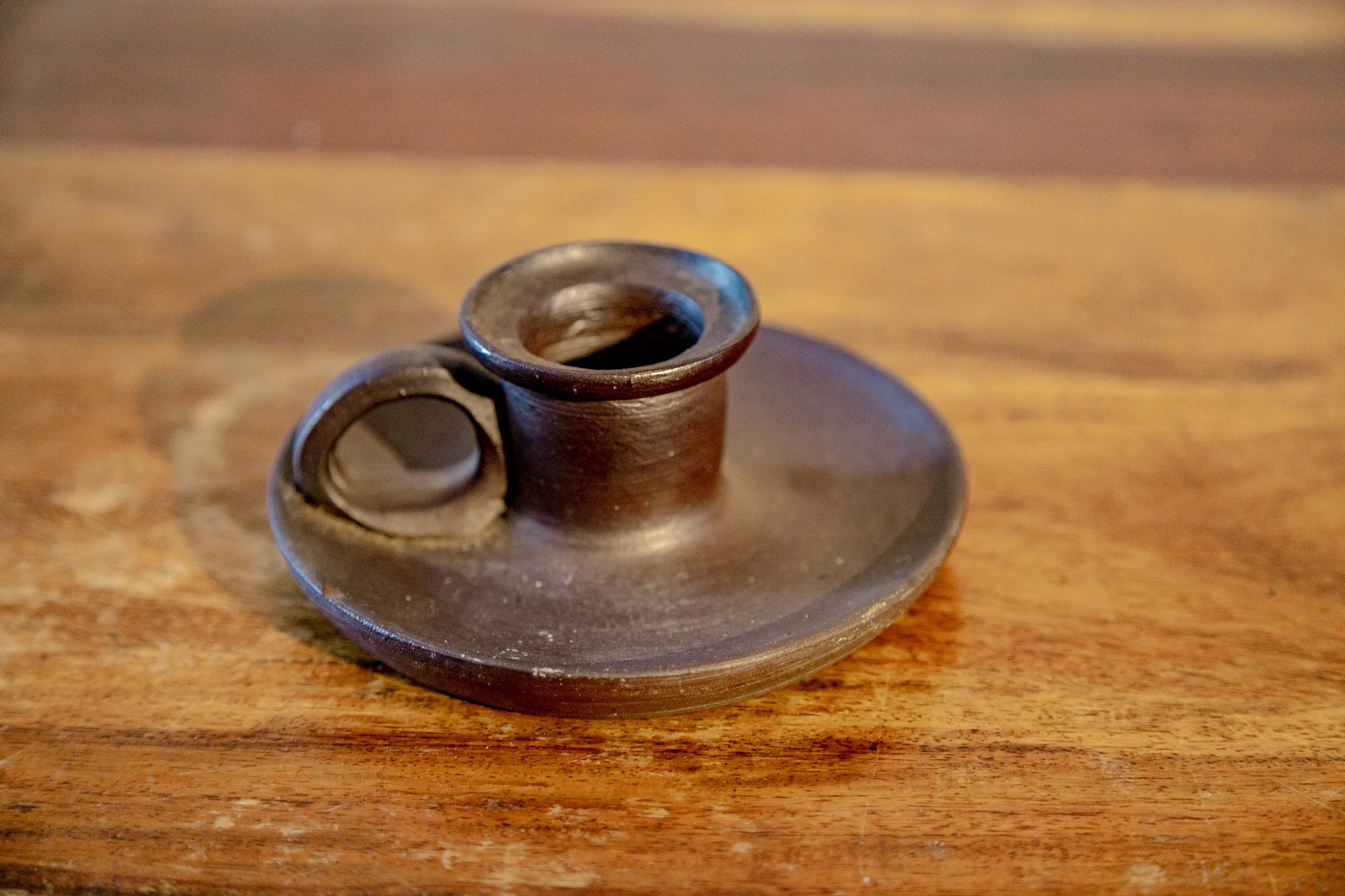 Français Bougeoir en Grès Vintage