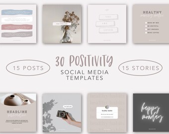 30 EDITABLE CUSTOM Positivity Social Media Template Bundle | Engagement | Spread Positivity | Instagram | Canva | Post Story Template Design