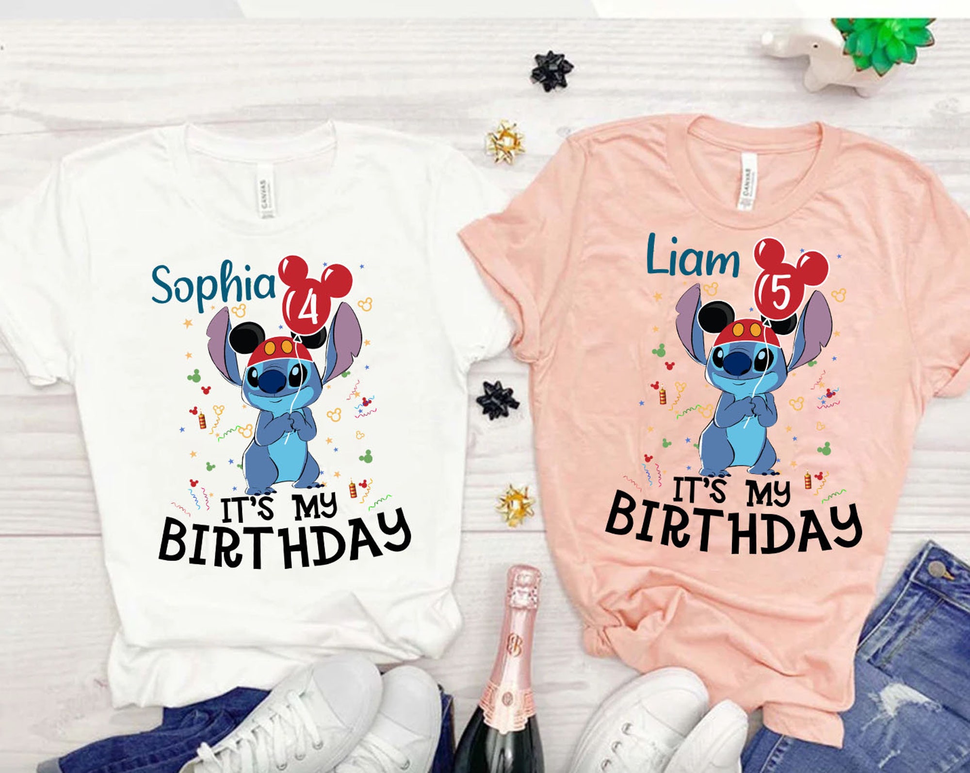 Discover It's My Birthday Stitch Disney Balloon Mickey Mouse Shirt