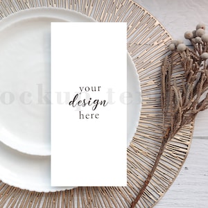 Wedding menu mockup, 4x9 card, wedding program mockup