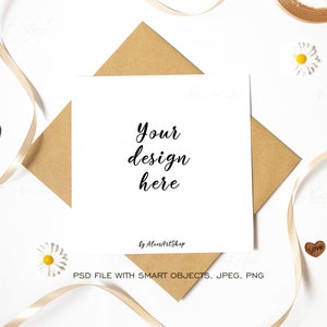 1x1 vierkante kaart mockup, bruiloft uitnodigingskaart, Jpeg instant Download
