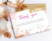 Editable and printable thank you card business template for packaging insert note, Canva template