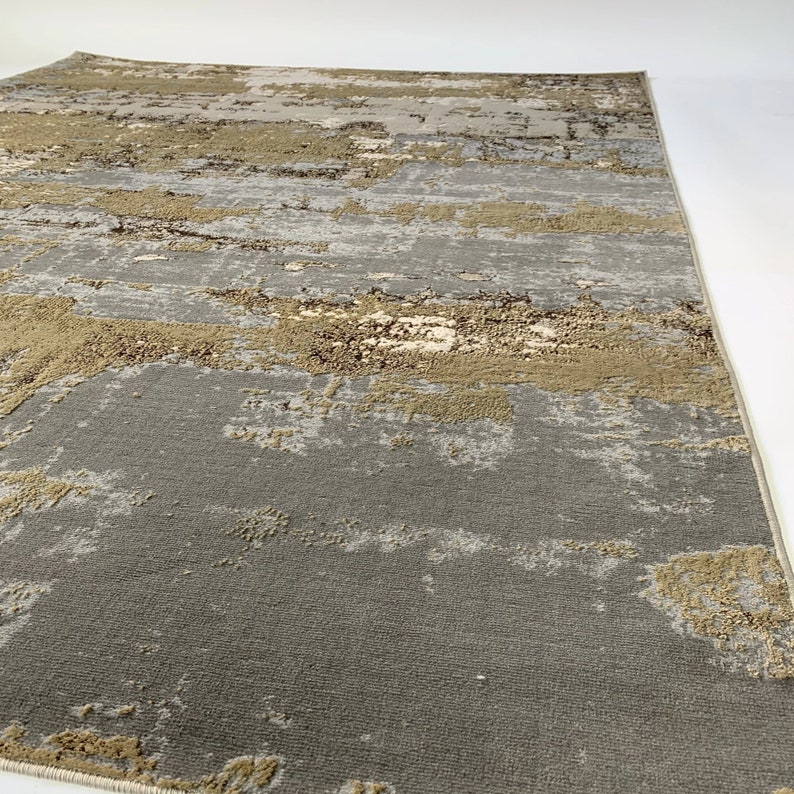 Gray Beige Modern Abstract Artsy Watercolor Inspired Area Rug