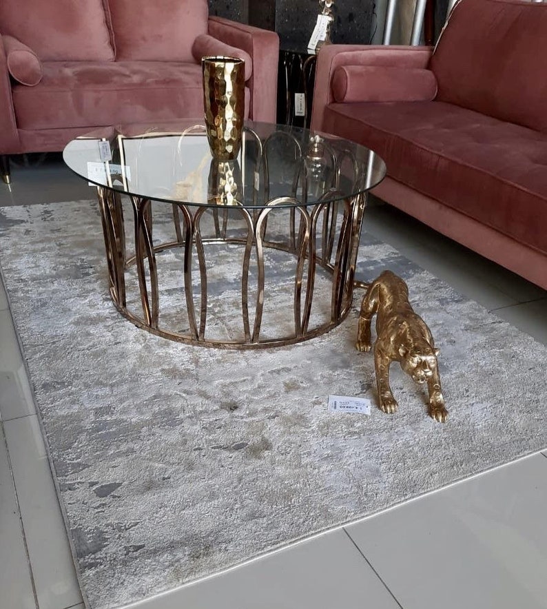 Gray Beige Modern Abstract Artsy Watercolor Inspired Area Rug