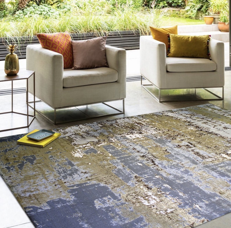 Gray Beige Modern Abstract Artsy Watercolor Inspired Area Rug