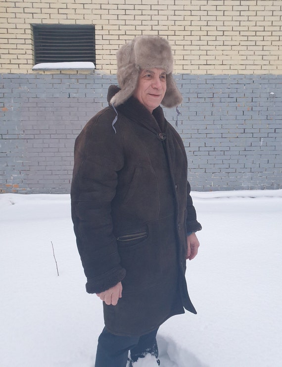 Mens Natural sheepskin shearling coat size 2XL-3XL