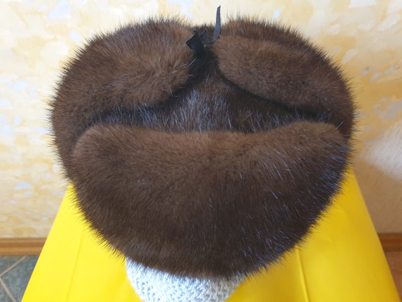 Vintage Brown Mink Fur Hat/Unisex Mink Trooper Hat