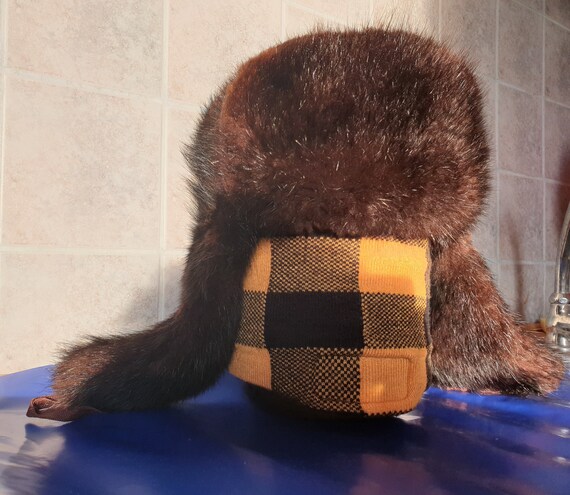 Vintage Brown Muskrat Fur Hat/Unisex Muskrat Troo