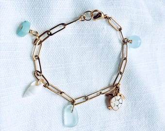 Seashell and Sea Glass Charm Bracelet | Beach Lover Bracelet