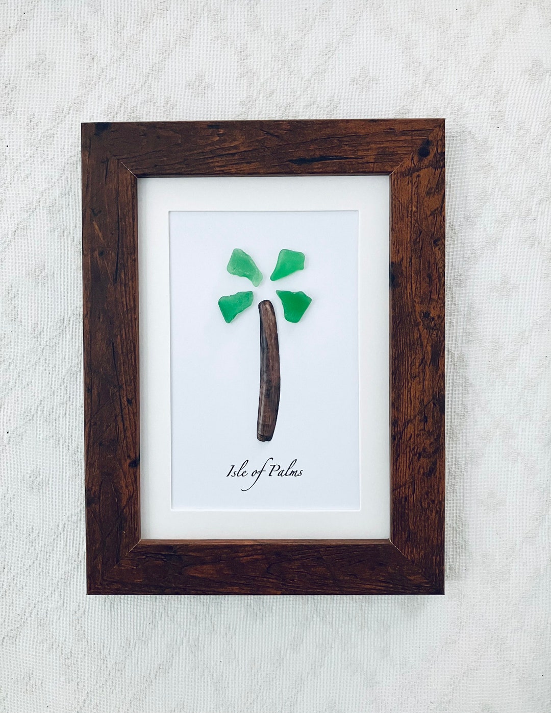 Sea Glass Palm Tree Art Framed Isle of Palms South Carolina Etsy
