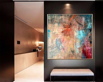 Original Hand-Painted Abstract Oil Painting – Modern Textured Canvas Wall Art for Living Room, Bedroom, and Office Decor