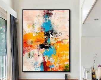 Original Hand-Painted Abstract Oil Painting – Modern Textured Canvas Wall Art for Living Room, Bedroom, and Office Decor