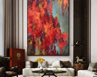 Original Hand-Painted Abstract Oil Painting – Modern Textured Canvas Wall Art for Living Room, Bedroom, and Office Decor