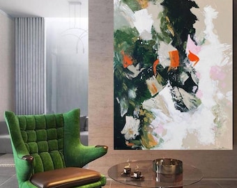 Original Hand-Painted Abstract Oil Painting – Modern Textured Canvas Wall Art for Living Room, Bedroom, and Office Decor