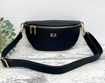 Personalised bum bag, crossbody waist bag with initials, custom festival holiday travel bag, fanny pack, birthday present gift for her