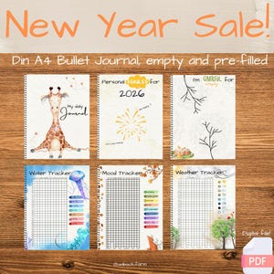 Bullet Journal 2026, agenda, vierge + pré-rempli, calendrier, journal quotidien, gestion de la vie adulte, suivi, suivi de l'humeur, suivi des habitudes